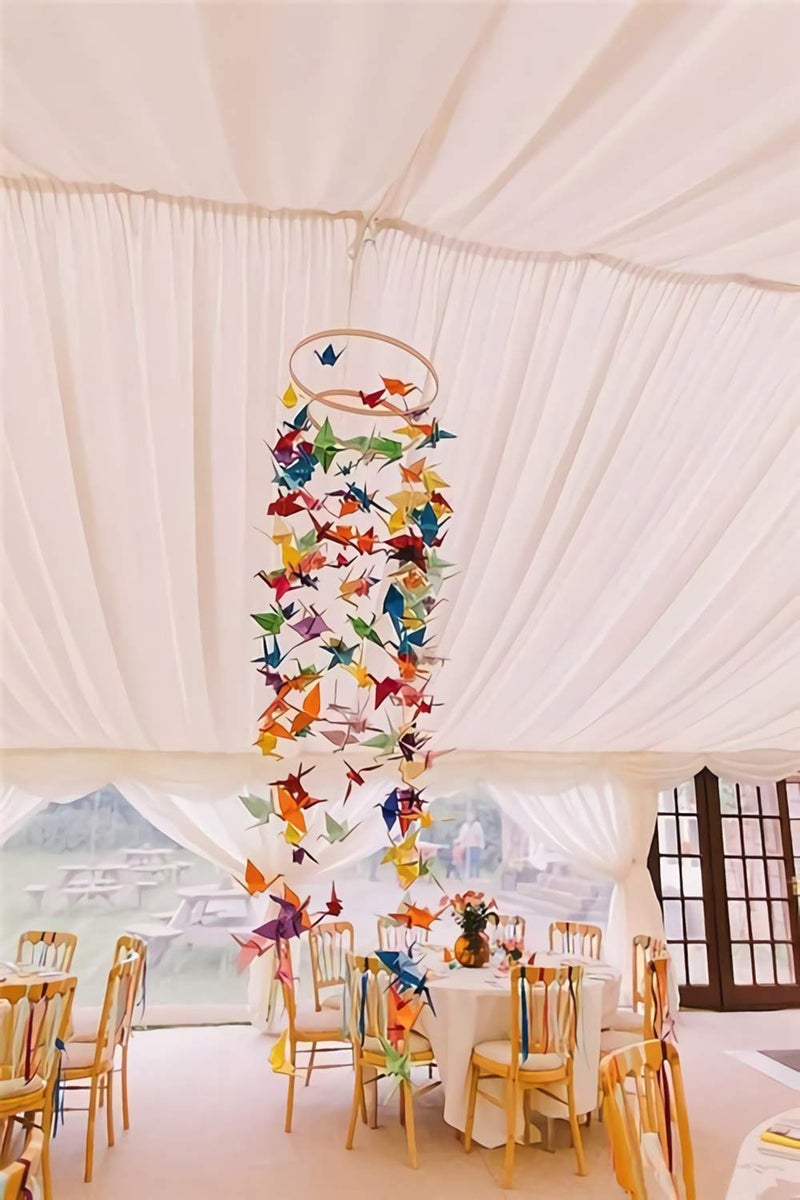 Kingsnow 100 PCS Red Origami Paper Crane Folded Hand-Made DIY Crane for Wedding Party Baby Shower Background Decoration, Symbol of Love, Happiness, Good luck - Image 5